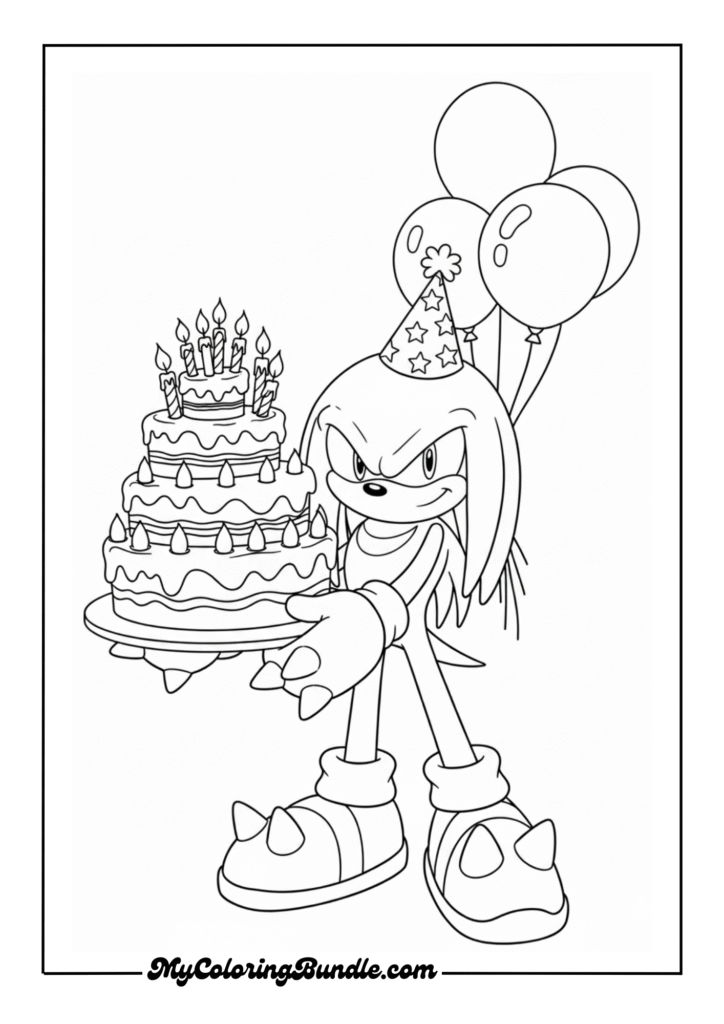 Knuckles celebrating his birthday