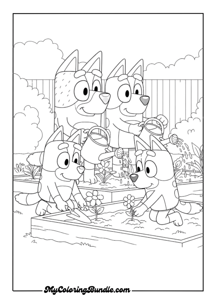 Heeler family gardening together