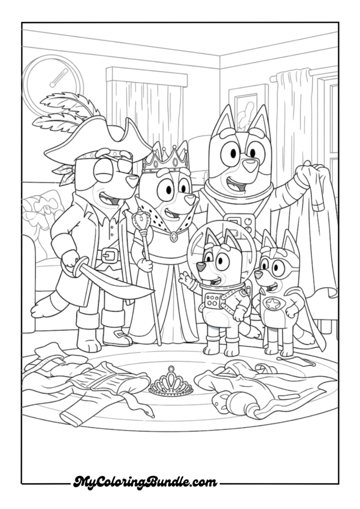 Heeler family playing dress-up