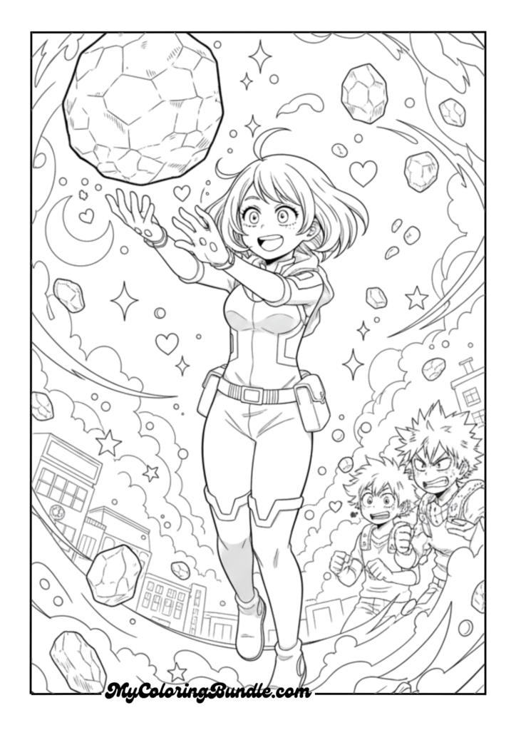 Uraraka Floating with Zero Gravity