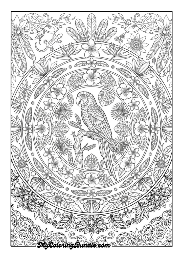 Colorful Parrot Mandala