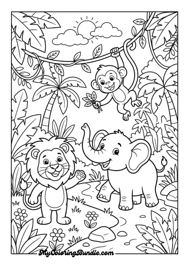 “Printable animal coloring page for kids to improve fine motor skills”