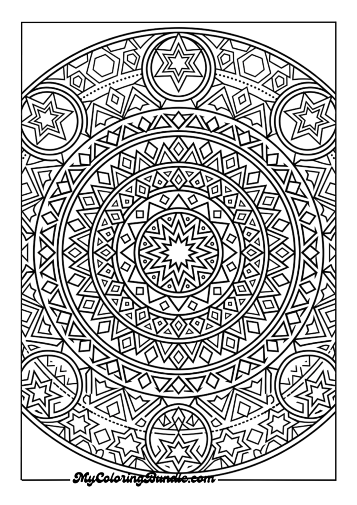 Geometric Mandala Pattern Coloring Page