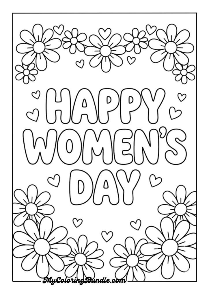 “Happy Women’s Day” in bold bubble letters