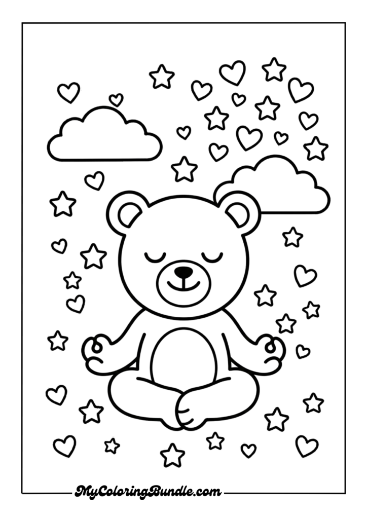 Mindful Breathing Bear Coloring Page