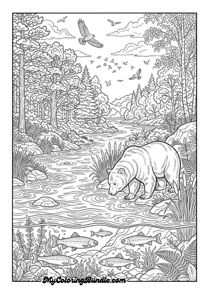 Riverbank Wildlife Scene