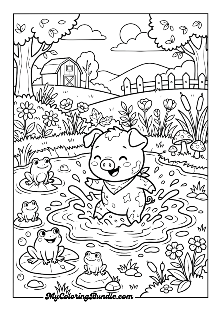 Baby Piglet in a Mud Puddle Adventure