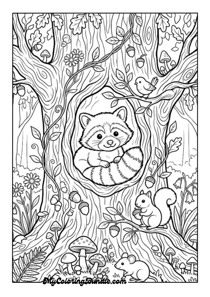 Baby Raccoon in a Tree Hollow