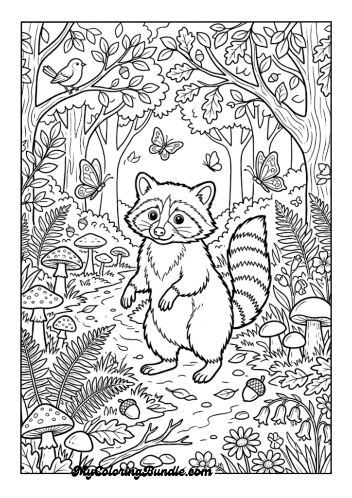 Curious Raccoon Exploring the Forest