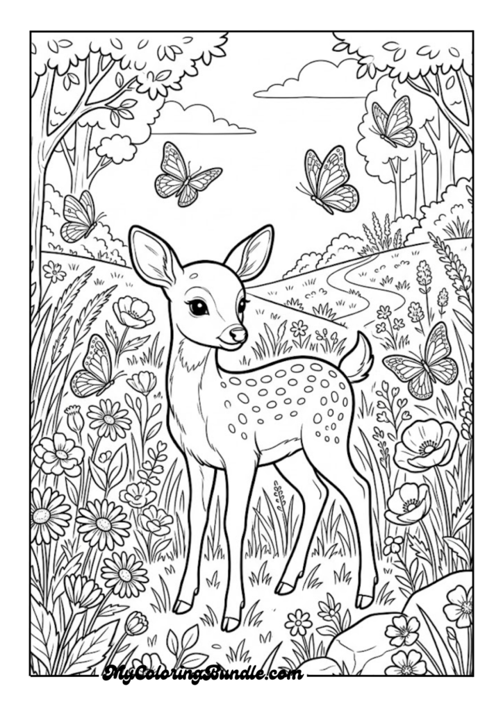 Deer Fawn in a Wildflower Meadow