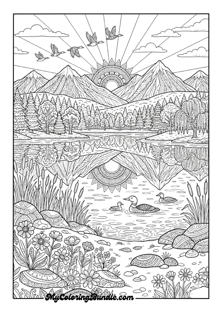 Lakeside Sunset Scene