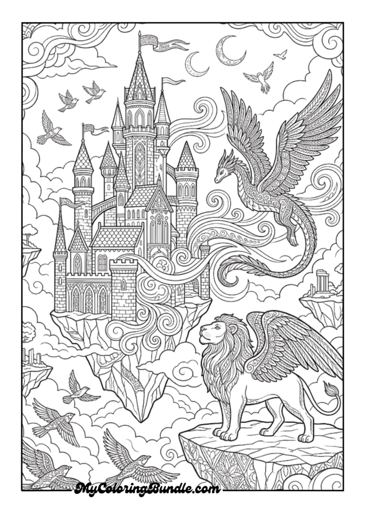 Sky Castle & Winged Dragon Scene